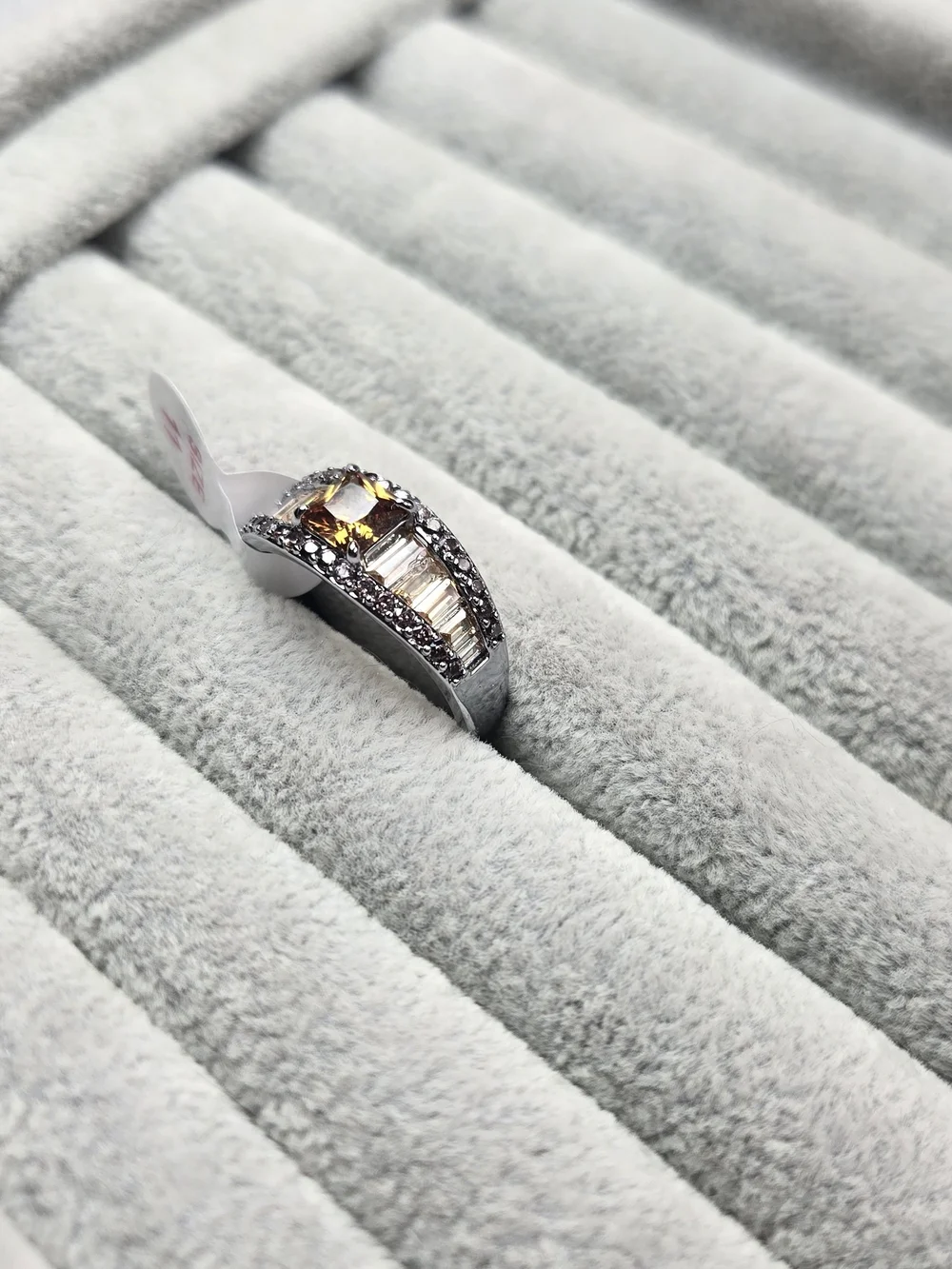 Size 11 Smokey Topaz Brown Tourmaline Hematite Plating Bomb Party Ring Dreaming
